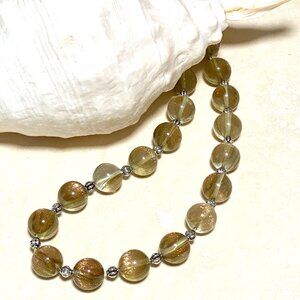 Large Golden Lampwork Necklace, Classic Beaded Necklace